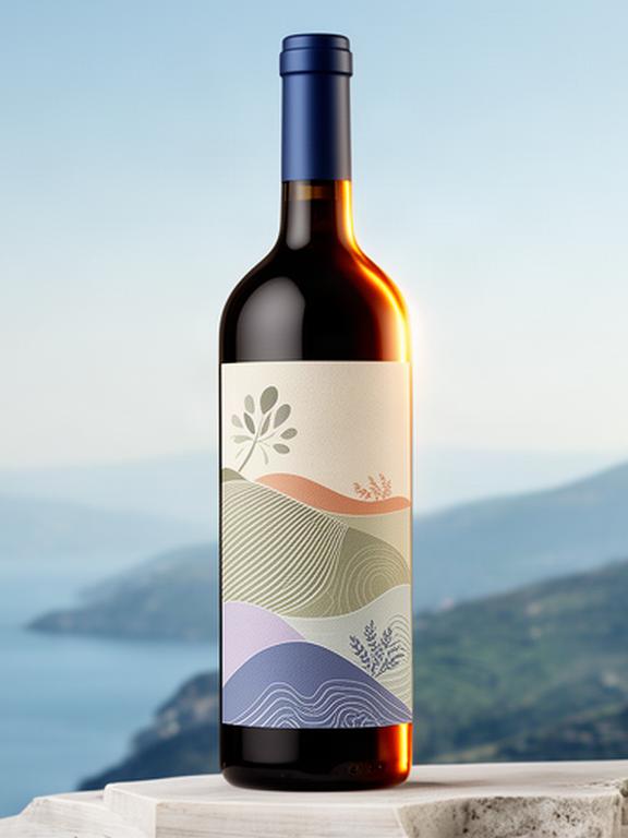 Nuova etichetta elegante su bottiglia di vino ligure con palette ispirata alle colline e al mare